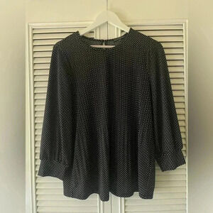 Adrianna Papell Women’s Black & White Polka Dot Blouse SZ L